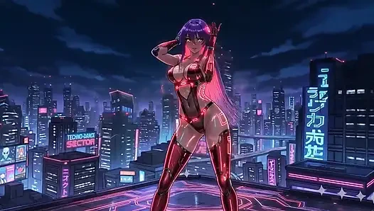 Gadis cyberpunk dengan gaya punk yang sensual - beberapa adegan hot