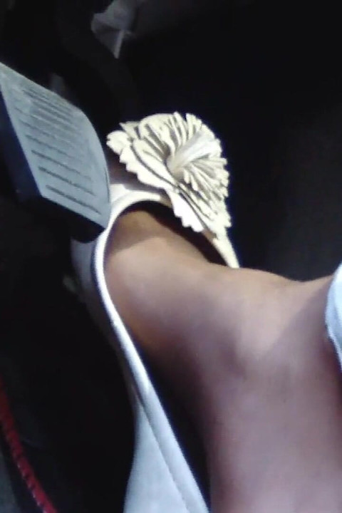 Pedal Pumping and Driving in Highway in Soft Worn Out Flats and Nylon Socks