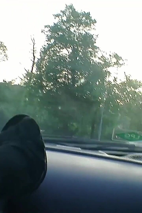 Driving in the car and showing off