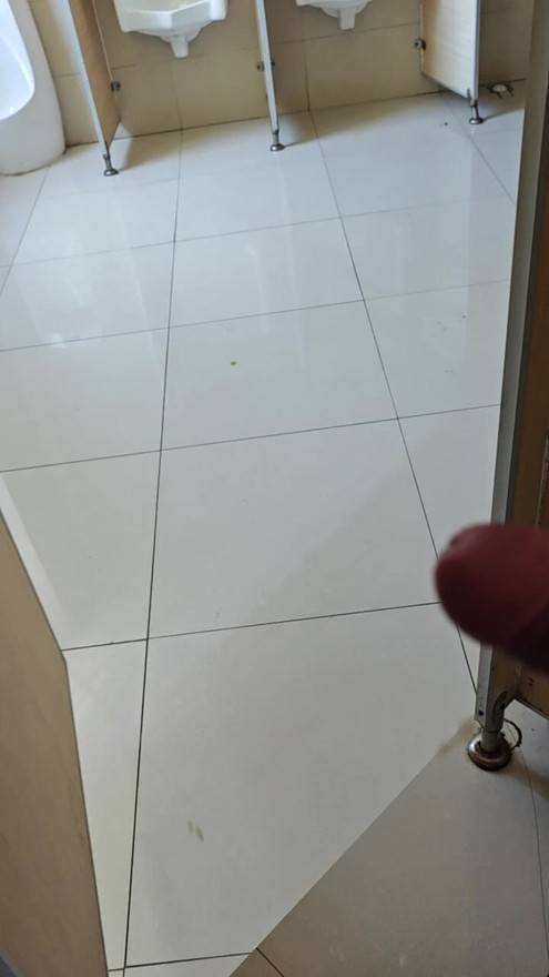 Public Toilet Door Open Masturbation - Risky Cumshot Outside