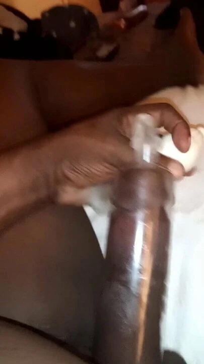 Me pumping my big black  cock with my penis pump