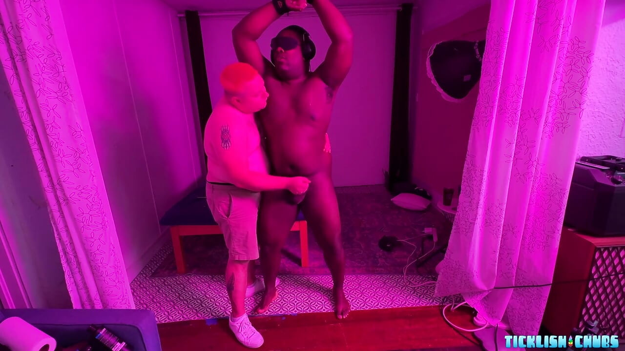 TicklishChubs Aaron Stands Sensory Deprived While Matt Tickles And Edges Him