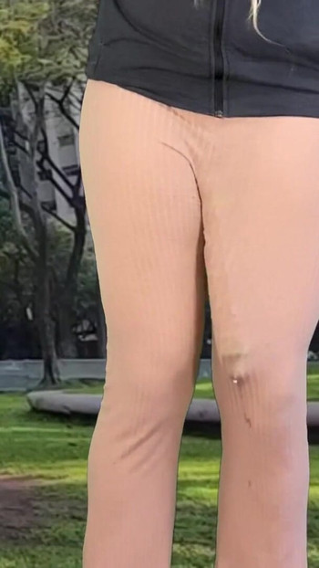 Key moment from "Huge dick shemale hands free cum public"