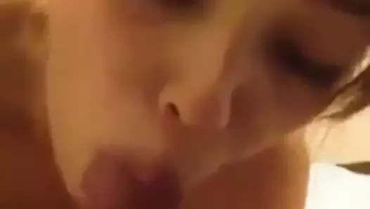 Big eye girl eating cum