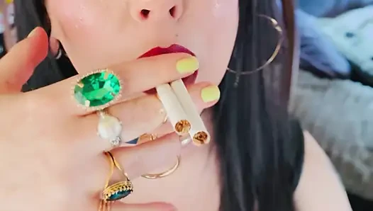 British Wife, Tina Snua, Smoking 2 Cigarettes At Once! Drifting Snap Inhales Smoker Smoke OMI OME