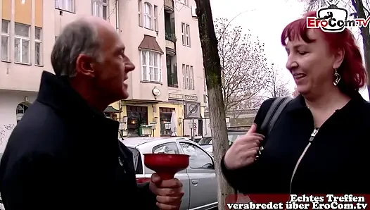 German old housewife flirts on the street and gets fucked