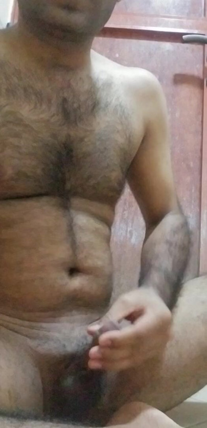 Daddy playing with his hairy dick and balls