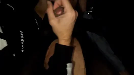 Sexy footjob in black nylons