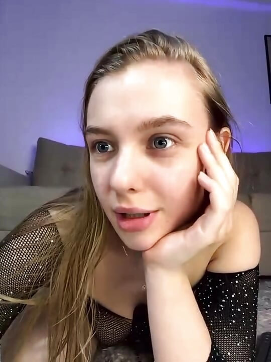 Amazing blond girl on webcam playing