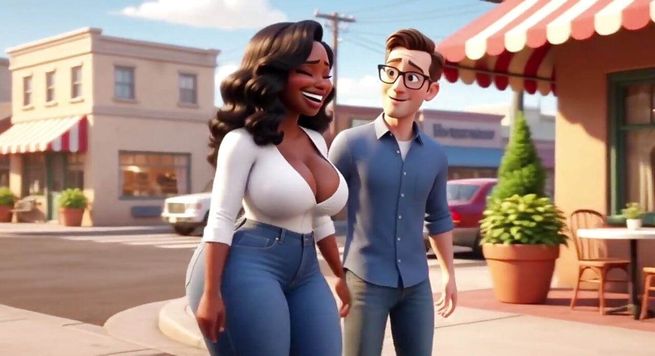Black Married Woman Cheats with Nerdy White Guy in Motel - Ai Generated