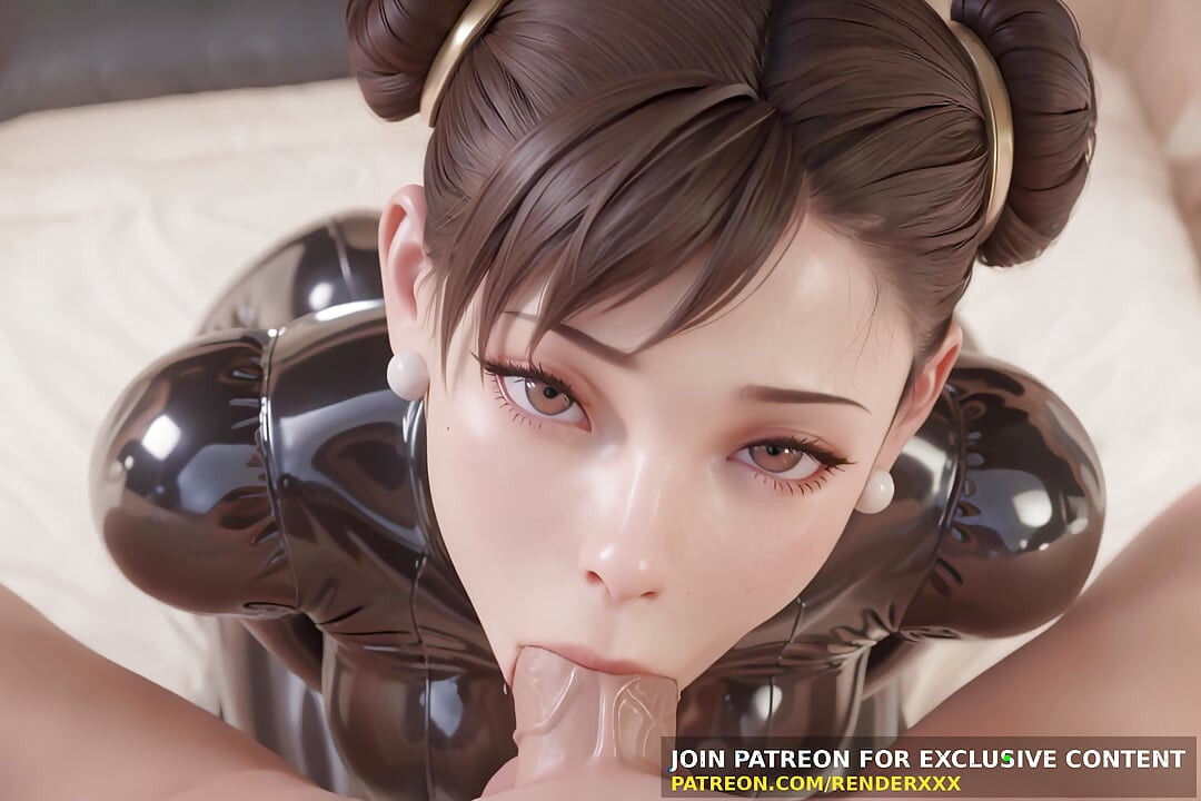 Animație 3D: Chun-Li într-un costum de latex legare muie & side futai necenzurat