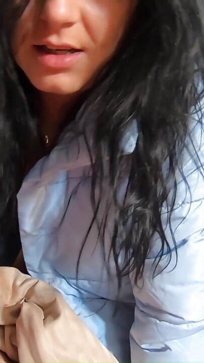 Milfycalla- a Lot of Cum on My New Sky Blue Down Jacket and White Pantyhose