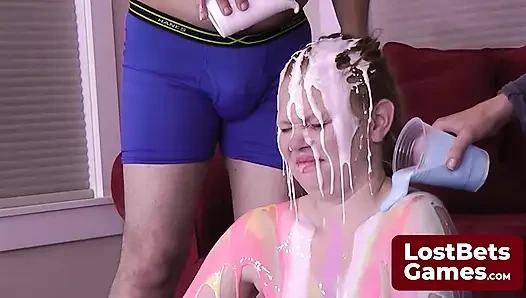 The Strip High Card loser ends up covered head to toe