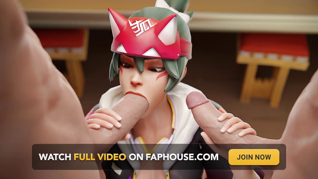Tracer & Kiriko - 자지 공유, 오럴 및 카우걸 3D 포르노 오버워치