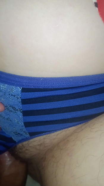 Eating naughty wife very tasty blue panties, I love to fuck with her