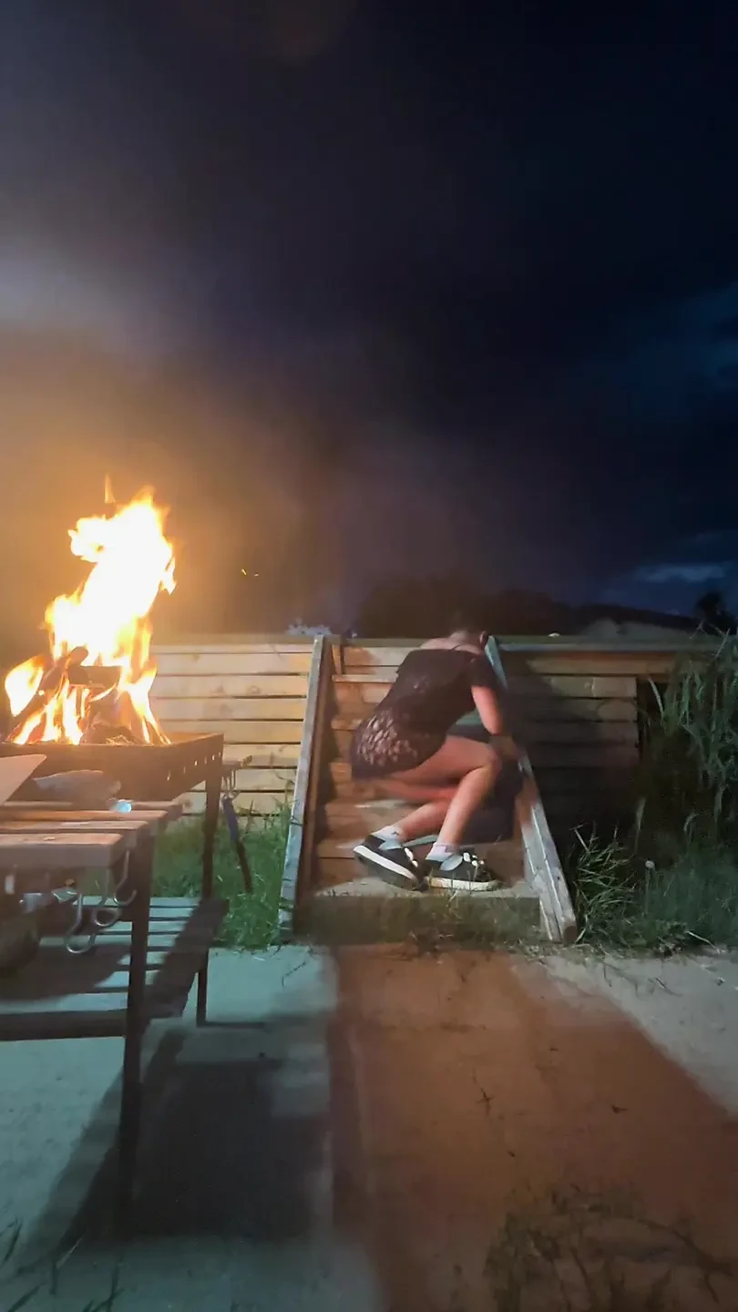 Stairway Tease by the Fire - Sheer Top, Thong & Slow Dance