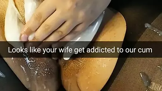 ¡Parece que tu esposa infiel usada se vuelve adicta al semen!