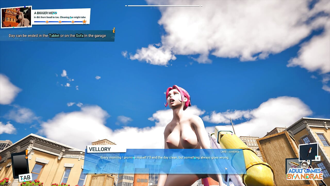 Gameplay raksasa waifu wash simulator bagian 1 - pekerjaan pembersihan pertama untuk vellory