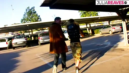 Hot babe rides a huge cock hard on the floor