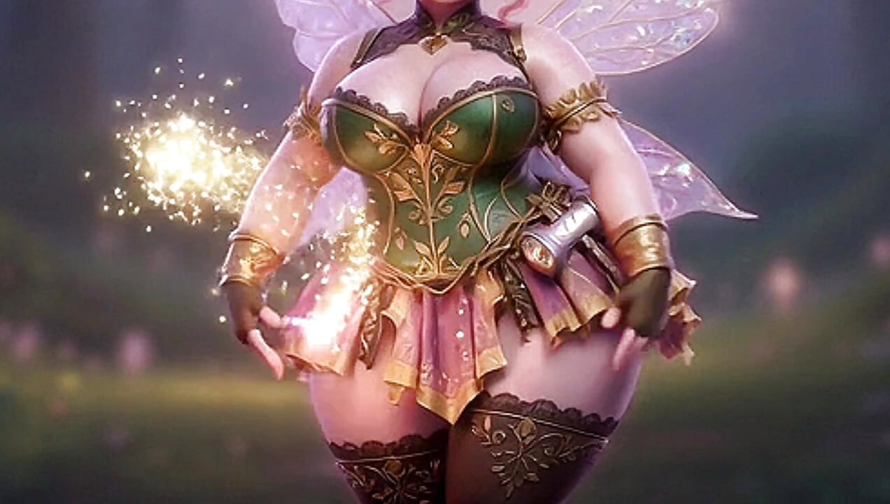 Fairy merah jambu tebal twerking pantat besar dengan batang ajaib