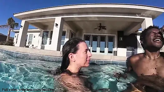 Neighbors share their pool boys Massive black cock