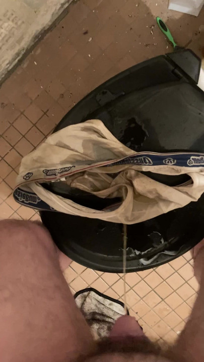 Pissing on underwear and toilet floor