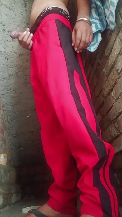 The native boy drained the water from his penis