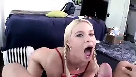 Anikka Albrite sucks big dick POV & swallows yummy cum