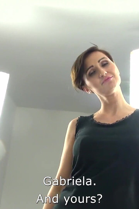 Short hair busty pornstar Gabrielle Gucci get loads of cum on hairy pussy