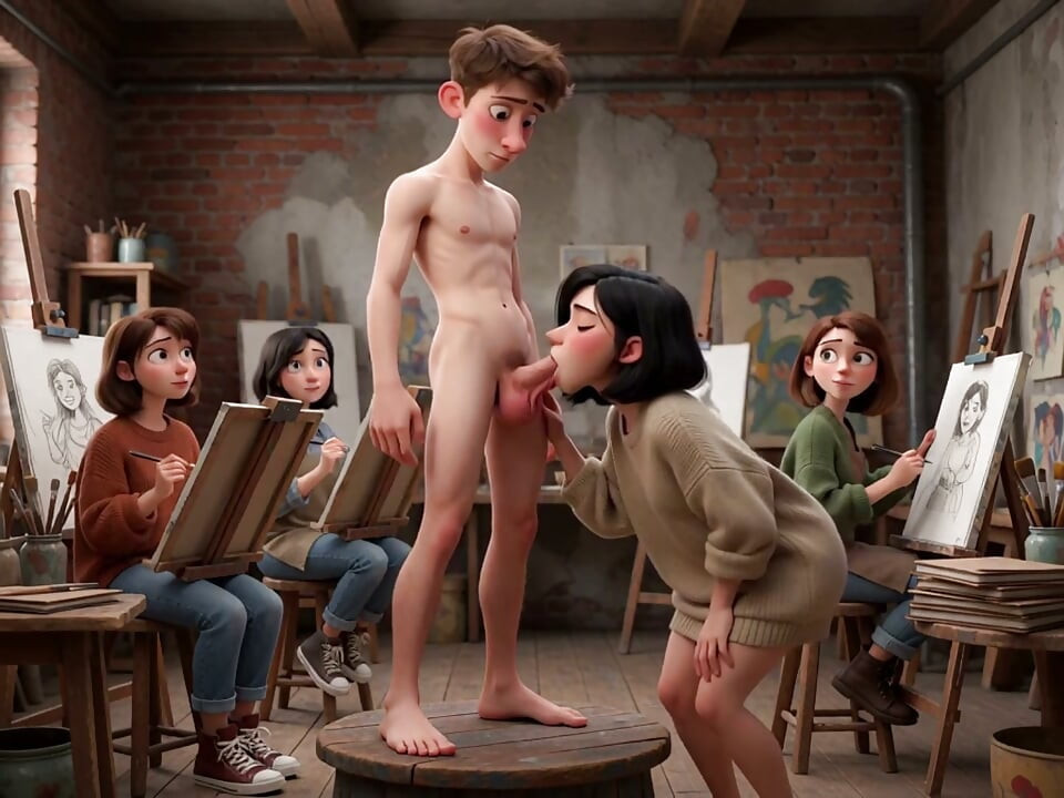 A painting class that ended in an unusual way - besides painting, they learn human anatomy (AI-generated)