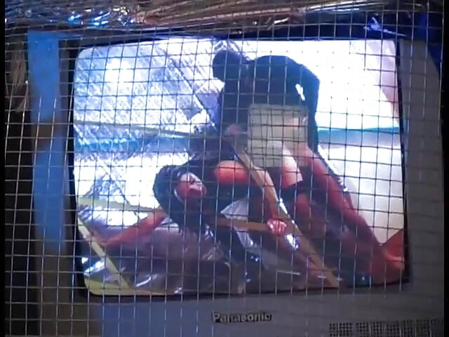 Sexy chick in black leather lingerie wild banged