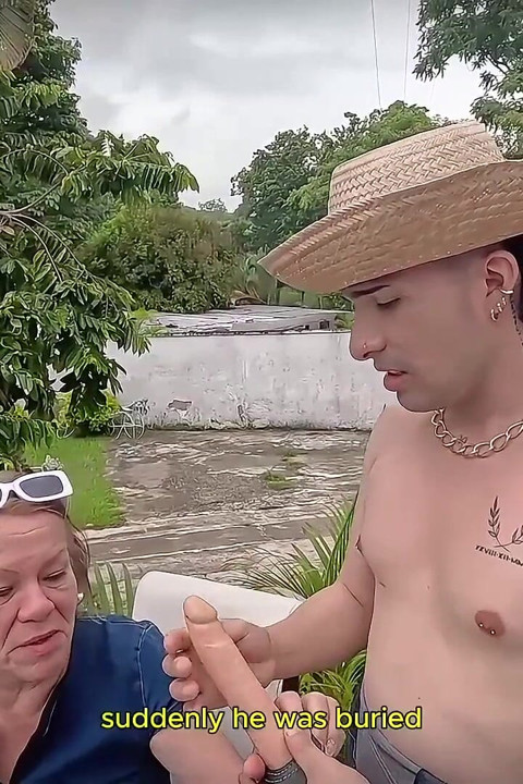 Perv Grandma Hires Young Gardener and Ends up Fucking Him Hard in the Ass