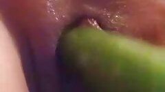 Cucumber inside pussy