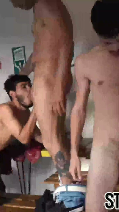 Inked Latino guys first time bareback foursome drilling | Clip 1