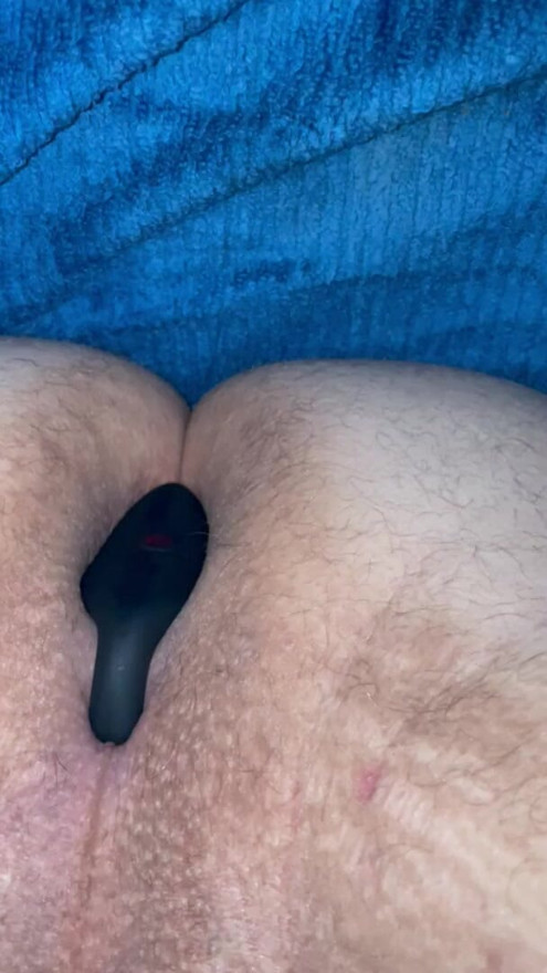 tightly locked dick in chastity and ass plugged with huge plug