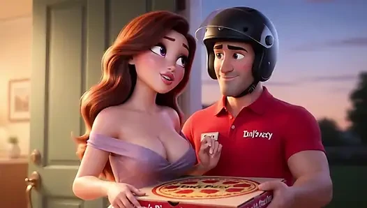 Pengiriman Pizza Mengarah ke Helmet-On Yang Penuh Gairah dan Koneksi (AI dihasilkan)