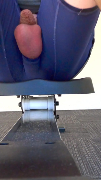 Epic moment from "Straight guy rides the rower in the hotel gym with his cock out"
