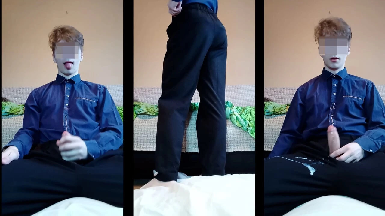 少年在衣服上射精