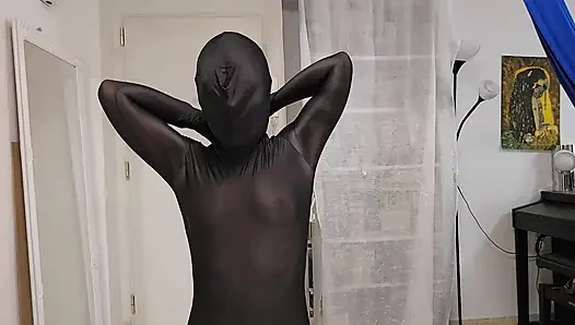 Nylon Zentai Catsuit and Gasmask Hot Encasement