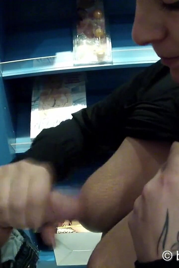 Shop Blowjob in a Porn Cinema with Blonde MILF Arabella May