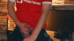 Young Boy In Adidas Tracksuit, Nike Briefs Football Top Cums His Load
