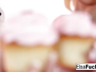 Elsa Jean and Daisy play with some cupcakes and each other