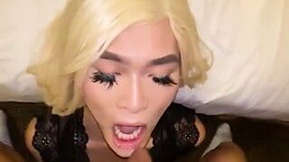 Asian Tranny Facefucked by BBC