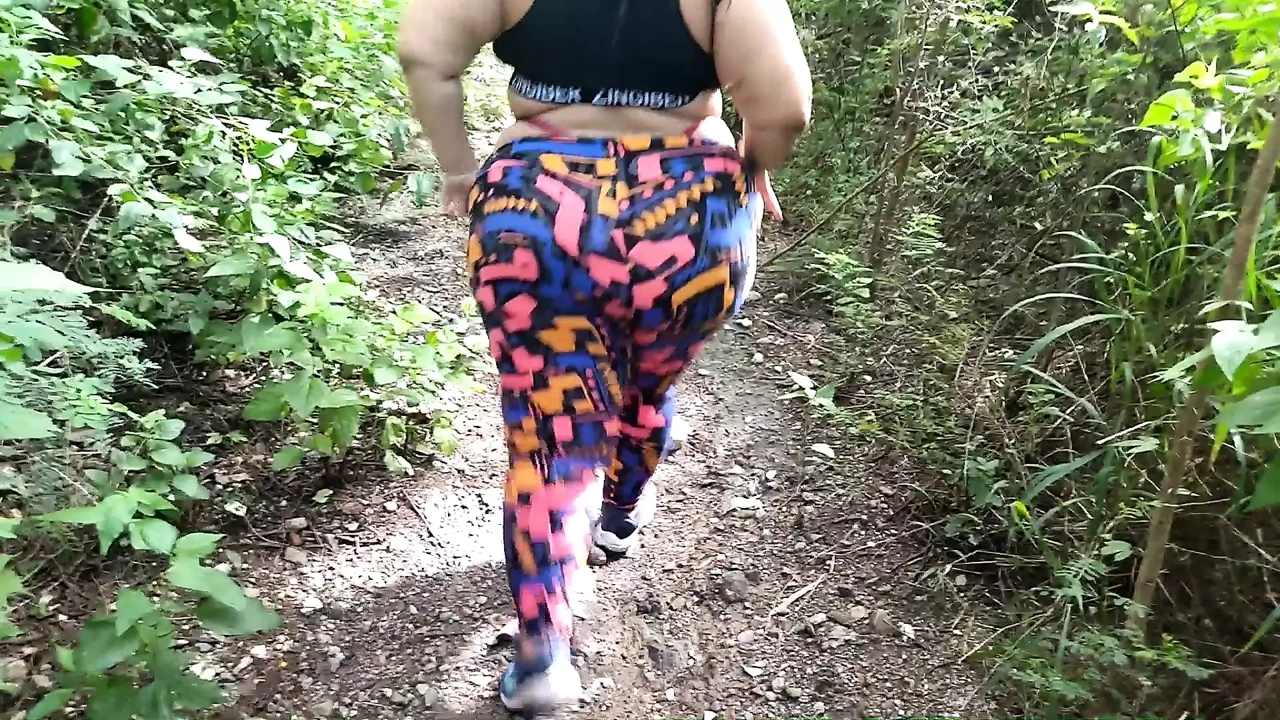 sexy walk with chubby girl in the forest