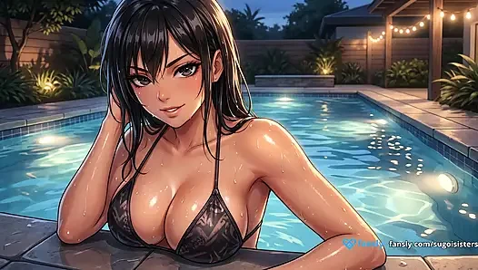 Gadis ini di kolam renang pribadi - adegan eksklusif