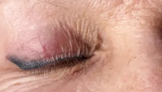 Milf extremely close up cumshot on eye orgasm
