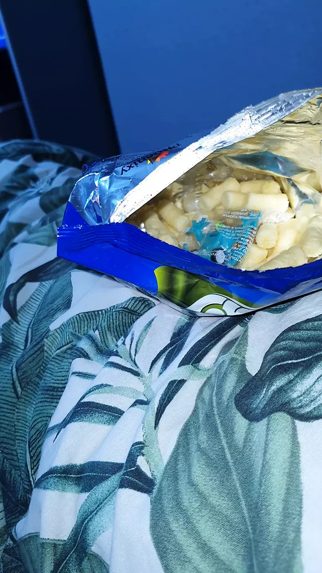 Step son naked pulled out his dick while step mom eats sweets in bed with him