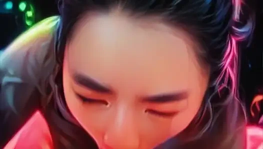 Аниме-подруга сосет большой белый член в реальной жизни - минет с оральным кримпаем в видео от первого лица