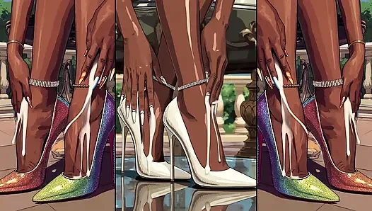 High-Heels get cum from alle sites an will be licked by hot anime girls