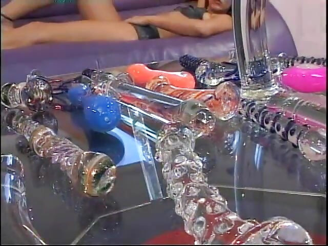 Lucky dude gets sucked by slut while intersting dildos up her ass and pussy